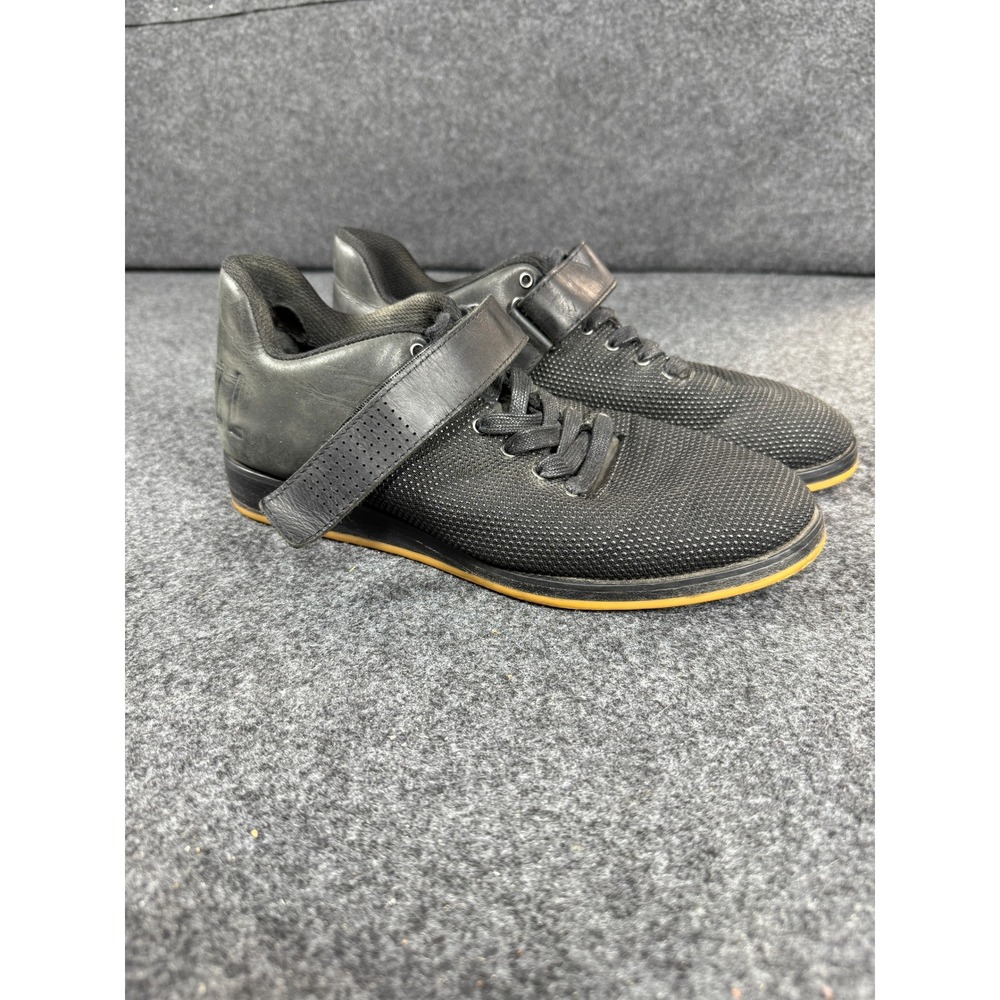 NOBULL Lifter Weightlifting Shoes Mens‎ Size 9.5 Black Leather Strap Trainer